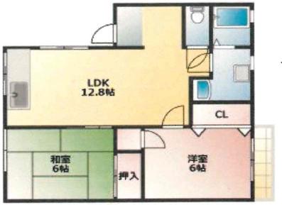 都美ハイツ(2LDK/1階)の間取り写真