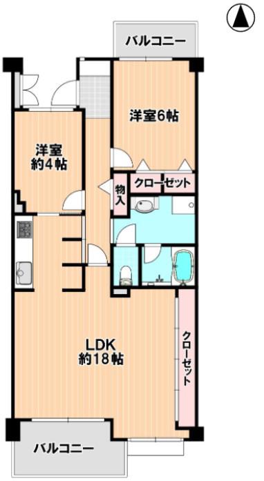 パークサイド駒川(2LDK/2階)の間取り写真