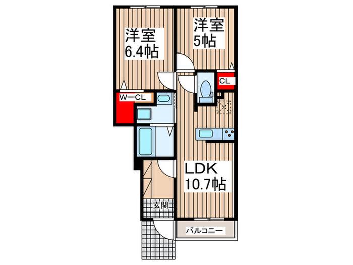アルバ A(2LDK/1階)の間取り写真