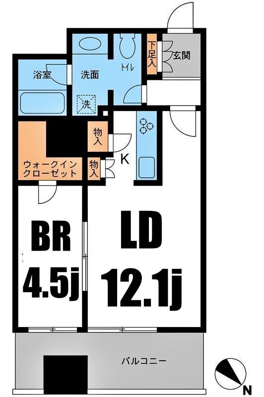 メトロタワー山下町(1LDK/12階)の間取り写真