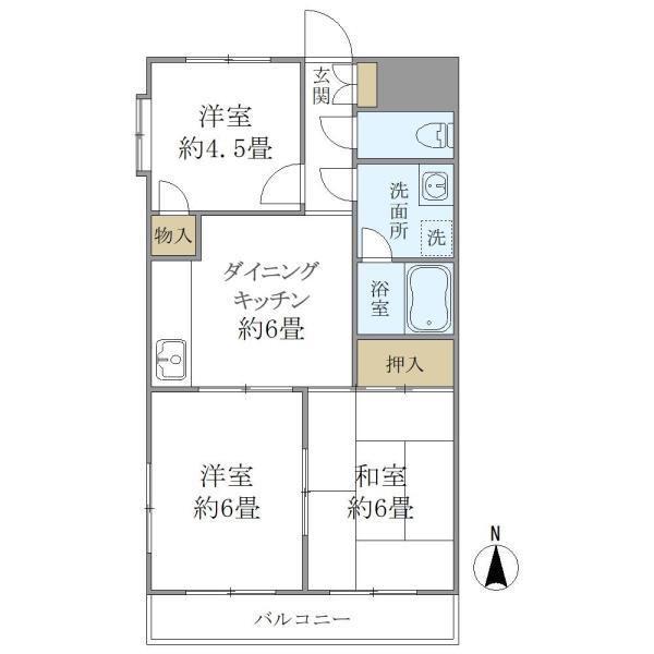 ルミナスけやき台(3DK/2階)の間取り写真