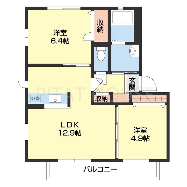 シャーメゾン広川(2LDK/2階)の間取り写真