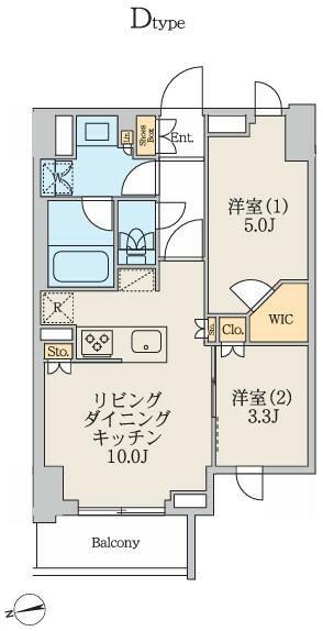 クレストコート北千住レジデンス(2LDK/6階)の間取り写真
