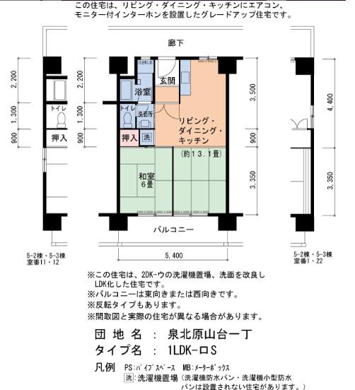泉北原山台一丁5-3(1LDK/11階)の間取り写真