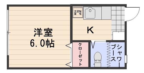 ル・クール東古松I(1K/1階)の間取り写真