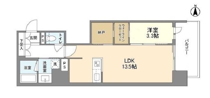 RJRプレシア南堀江(1SLDK/13階)の間取り写真