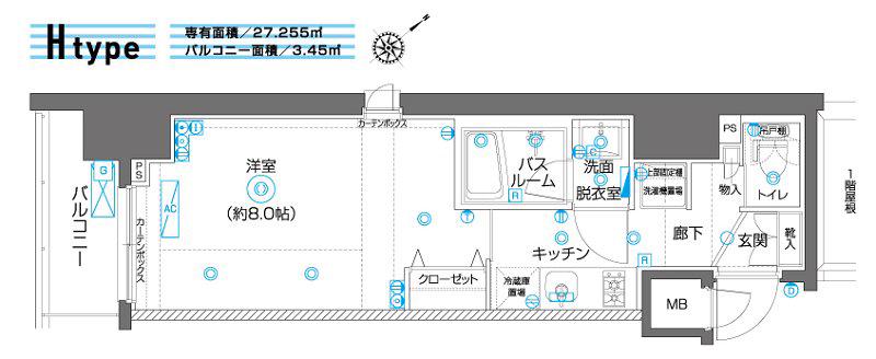 ZOOM横濱イースト(1K/2階)の間取り写真