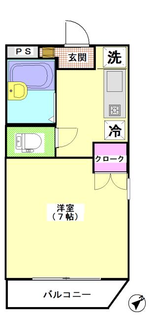 サンパティオサンアイパート6(ワンルーム/4階)の間取り写真