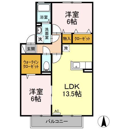 グランドウィン ひまわり(2LDK/2階)の間取り写真