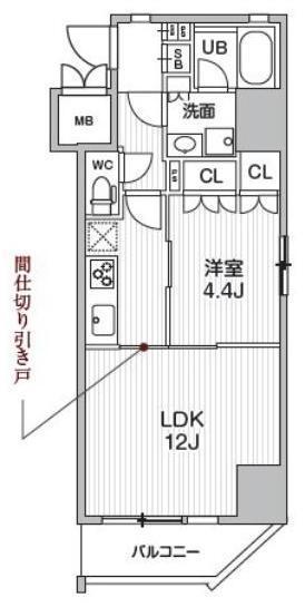 シーズンフラッツ浅草(1LDK/5階)の間取り写真