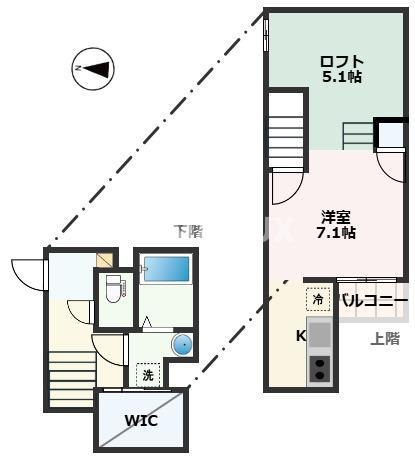 ADC坪井(1SK/1階)の間取り写真