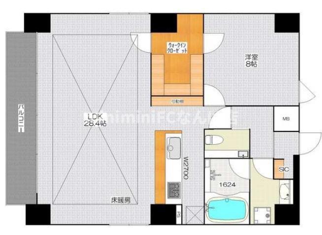 BRAVE北新町(1LDK/12階)の間取り写真