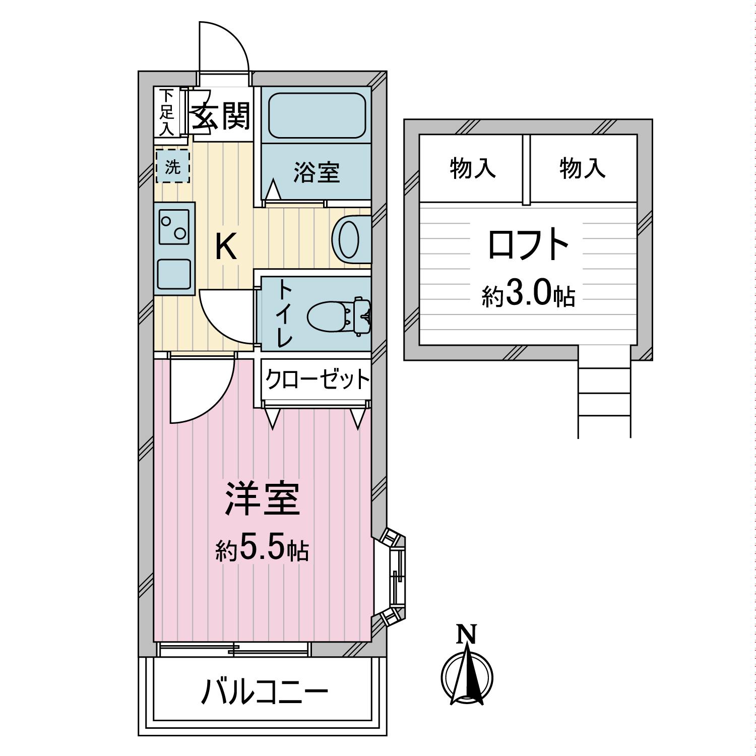 クレセントハイツ21(1K/1階)の間取り写真