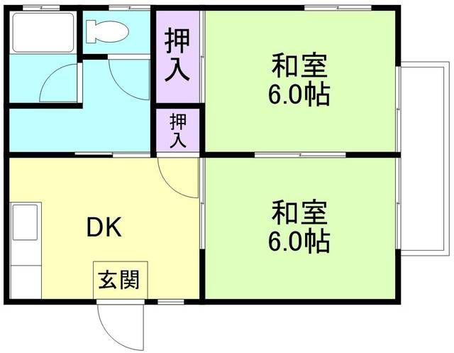 アメニティ東松江(2DK/1階)の間取り写真