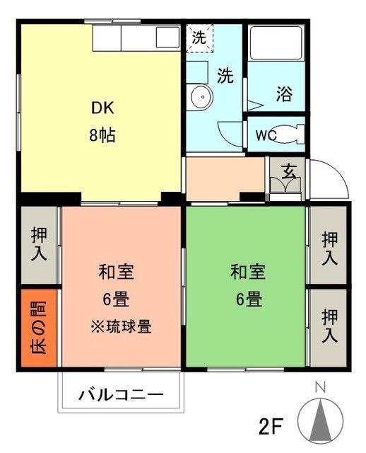 ソファレ藤井(2DK/2階)の間取り写真
