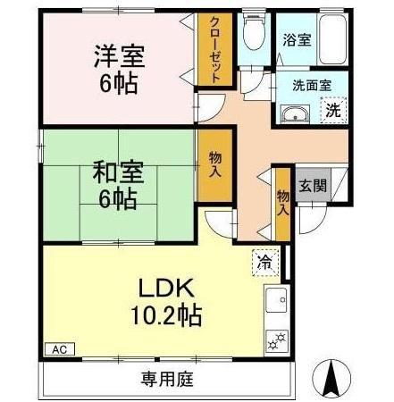 ラポール宮内A(2LDK/1階)の間取り写真