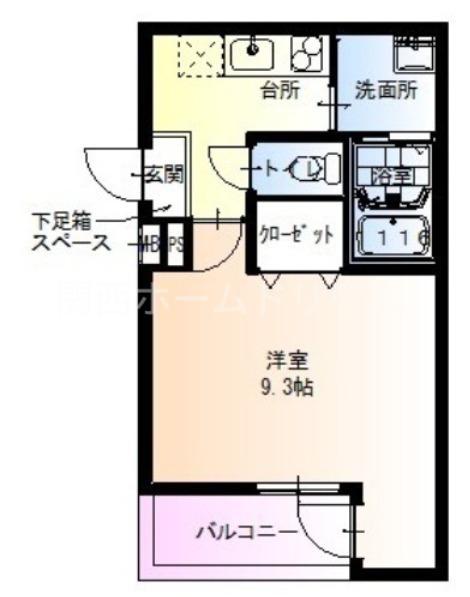 フジパレス松下町II番館(1K/3階)の間取り写真