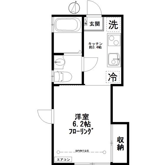 ウエスト COURT(1K/1階)の間取り写真