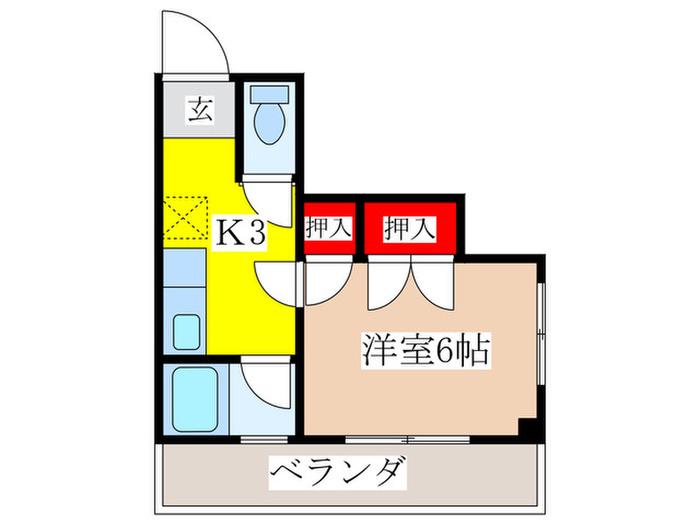 渡部ビル(1K/4階)の間取り写真