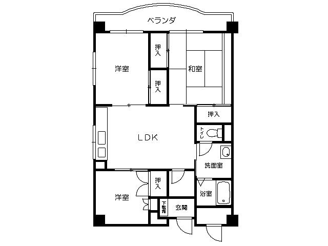 プレシャス長者(3LDK/2階)の間取り写真