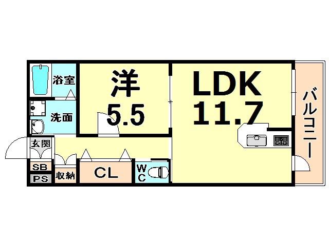 メゾン・ド・ミュリエ(1LDK/2階)の間取り写真