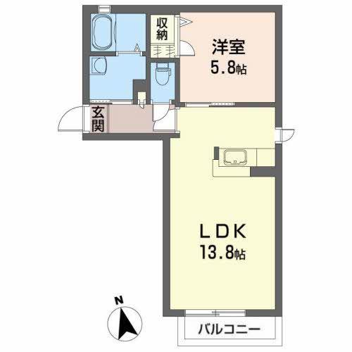 パークハイムA(1LDK/1階)の間取り写真