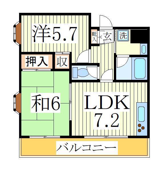 メゾン松丸(2LDK/3階)の間取り写真