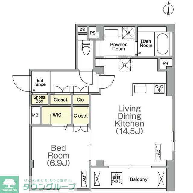 ORME COURT KINSHICHO(1LDK/1階)の間取り写真