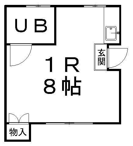 コーポ一高南B(ワンルーム/2階)の間取り写真