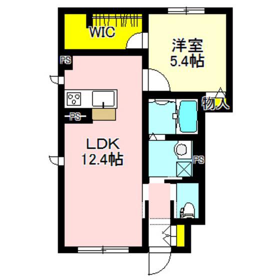 グラース(1LDK/1階)の間取り写真