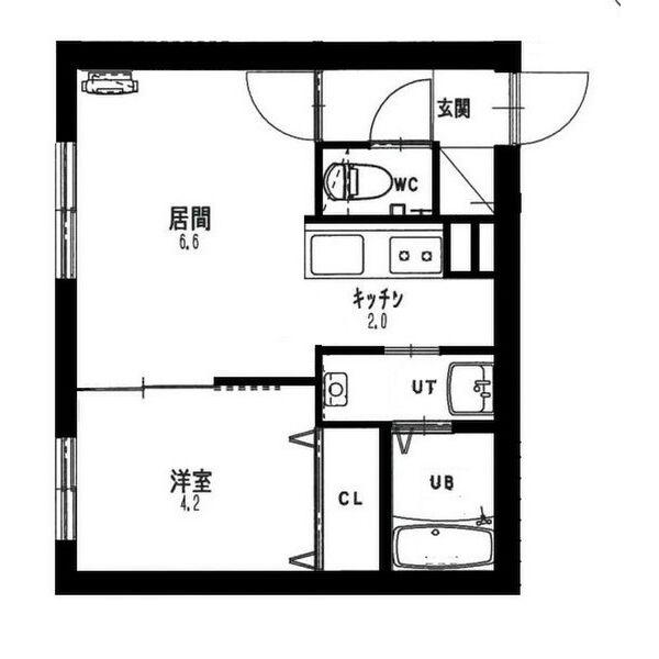 アンベリーテ澄川(1LDK/4階)の間取り写真