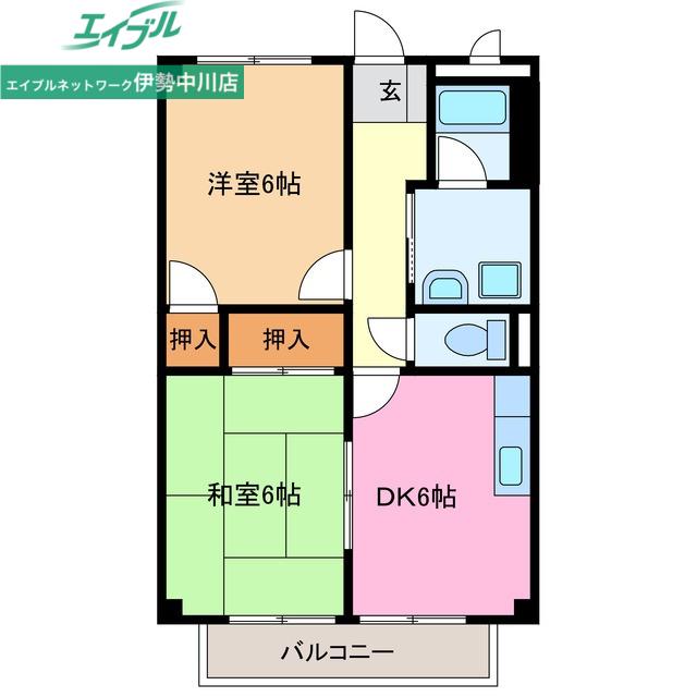 SURPLUSTWOコーポラス戸木(2DK/2階)の間取り写真