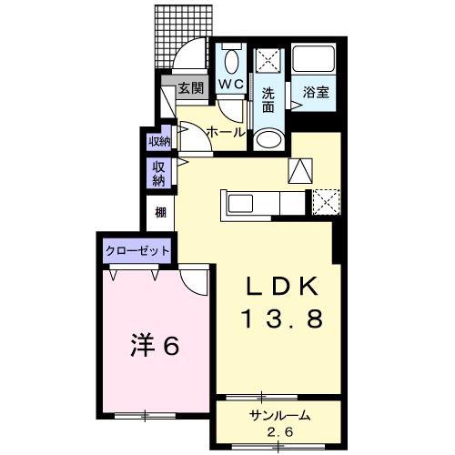 シエル ブリーズ(1LDK/1階)の間取り写真
