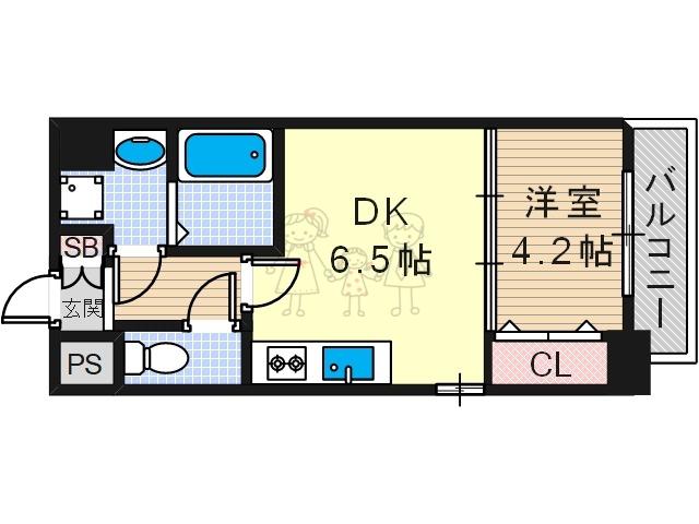 メイクス天王寺南(1DK/5階)の間取り写真