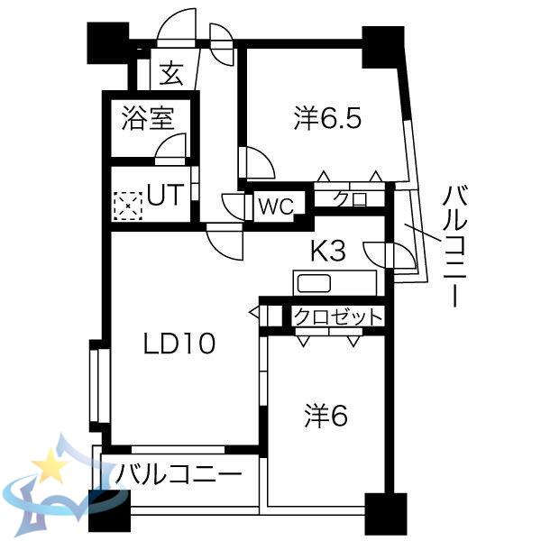 ノヴァ大通II(2LDK/2階)の間取り写真