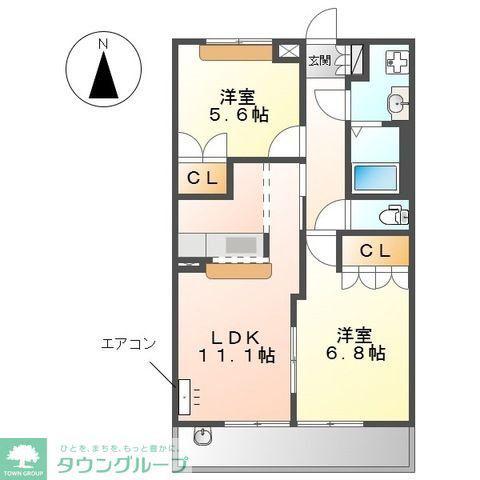 ティープラントIII(2LDK/2階)の間取り写真