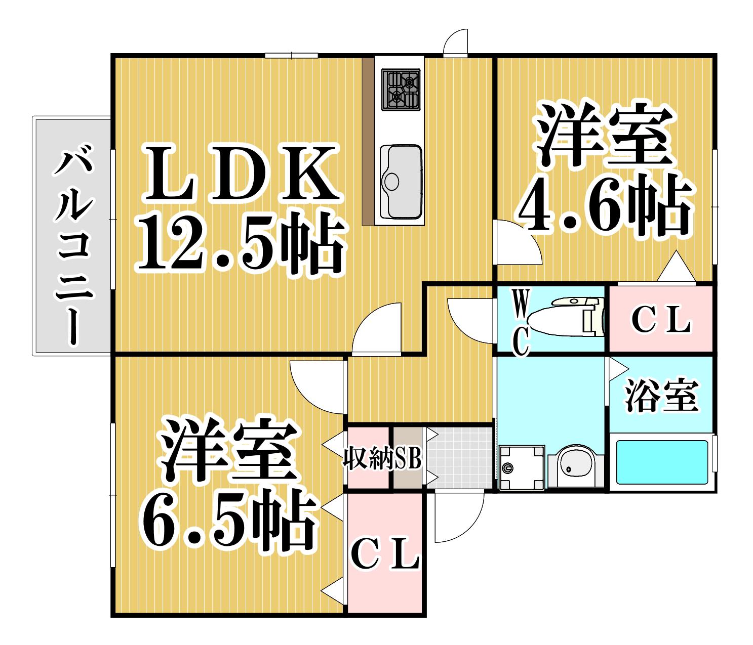 ラ・プランタン(2LDK/2階)の間取り写真