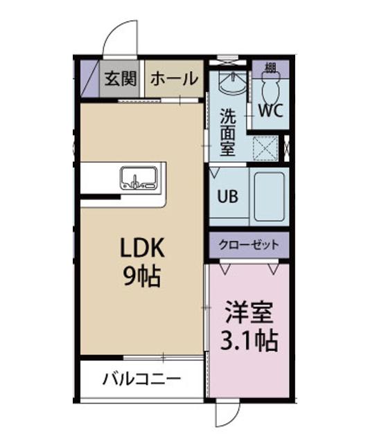ミルフィーユ桜(1LDK/1階)の間取り写真