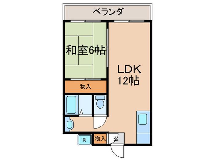 グリーンヒル木幡(1LDK/3階)の間取り写真