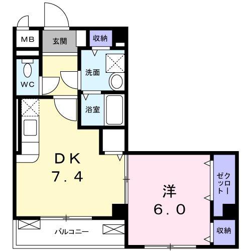 アストル領家(1DK/1階)の間取り写真