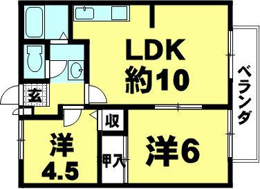 プチフォーレ(2LDK/1階)の間取り写真