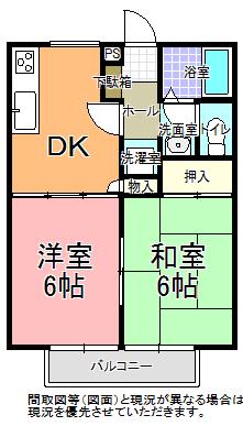 クレール平須(2DK/2階)の間取り写真