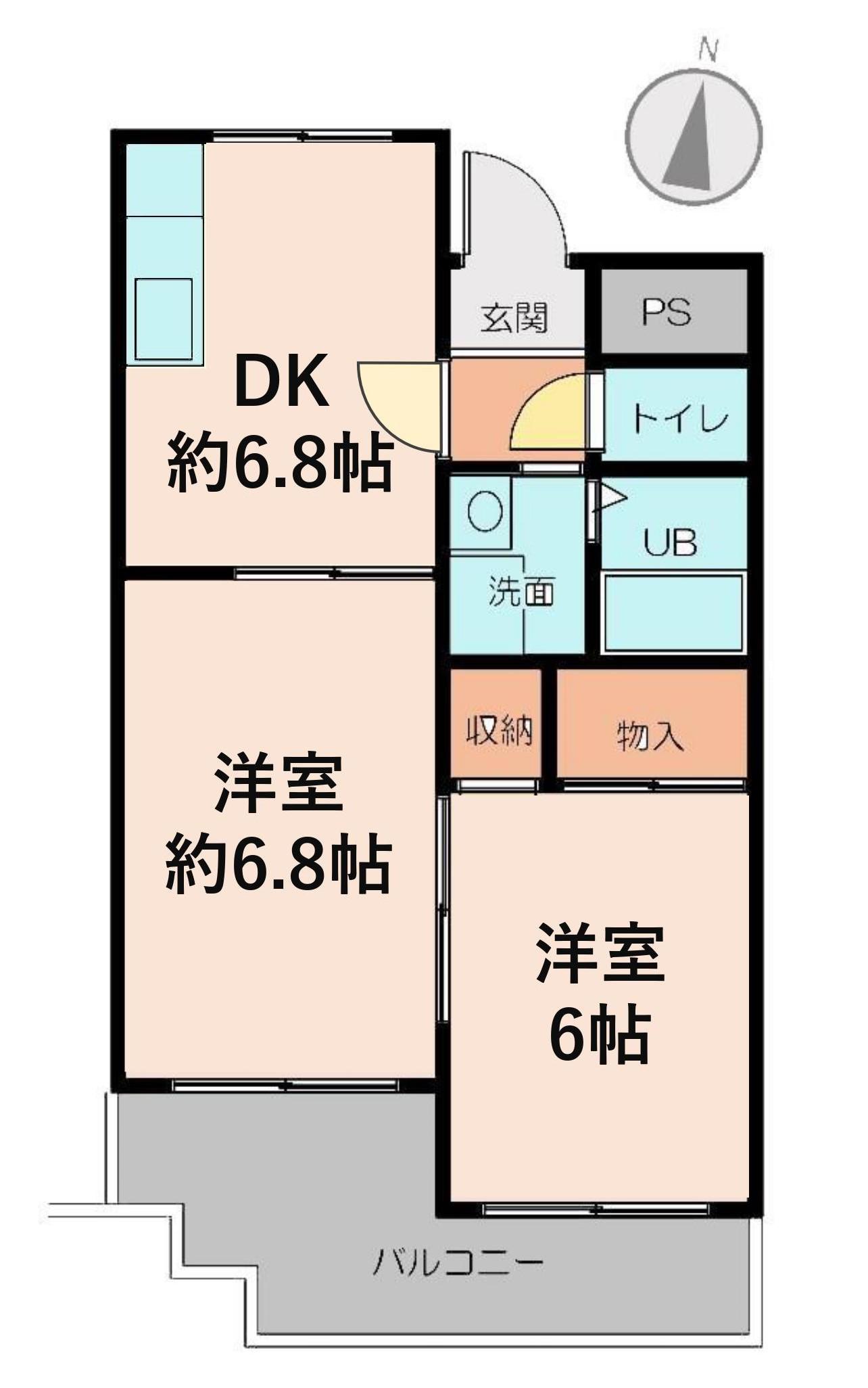 マンションサイワイ(2DK/2階)の間取り写真