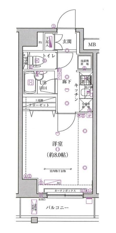 スパシエベルタ横浜(1K/2階)の間取り写真