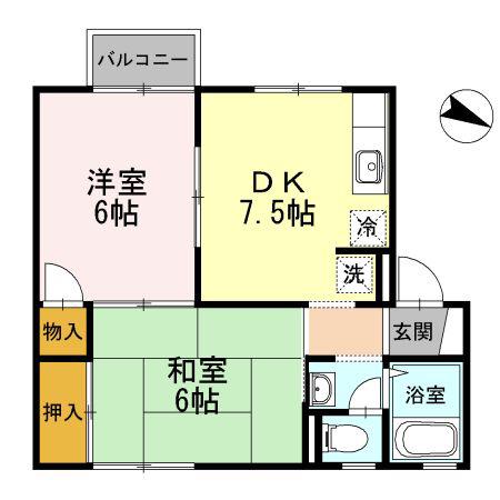 アメニティ21(2DK/1階)の間取り写真