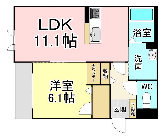 ヴィラウィステリア門司 A棟(1LDK/2階)の間取り写真