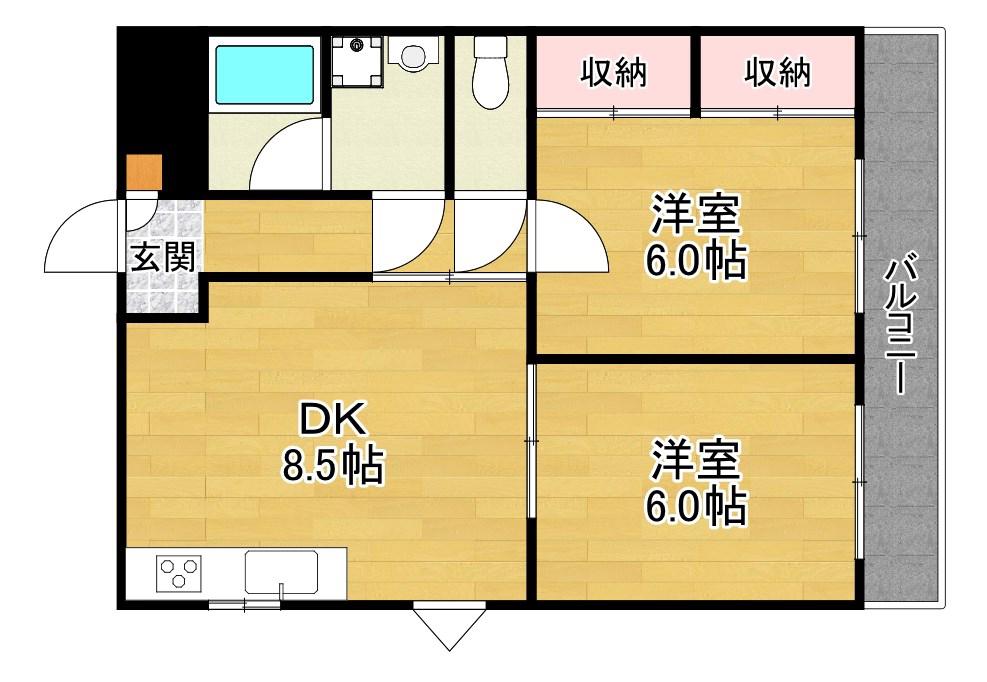 レジデンス招提(2DK/2階)の間取り写真