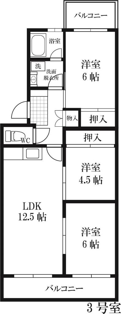 シャルマン87(3LDK/3階)の間取り写真