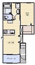 LOTUS大谷(1LDK/1階)の間取り写真