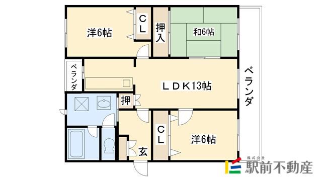サンハイツクニヨシ(3LDK/3階)の間取り写真